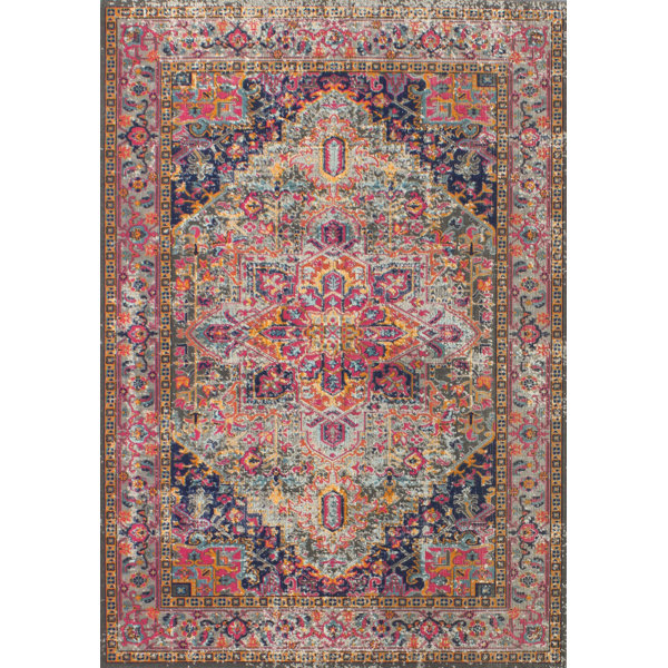 Mistana™ Ashburn Fuchsia/Navy Blue/Gold/Grey Rug & Reviews Wayfair Canada